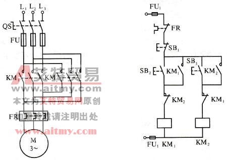 三相异步电动机正反转直接启动控制线路