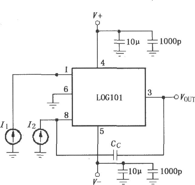 对数和对数比率放大器LOG101／104的信号和电源的