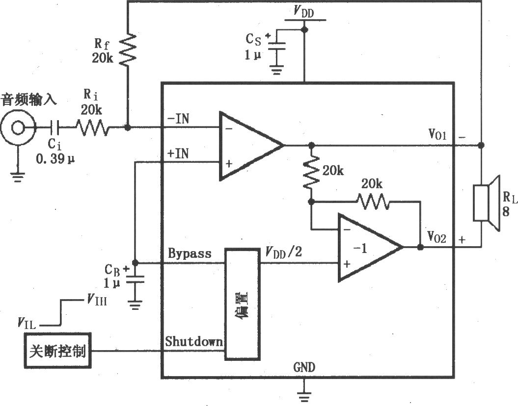 LM4904的音频功率放大电路(微型SMD封装)