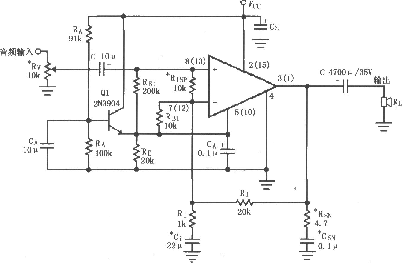 LM4765单电源音频功率放大电路