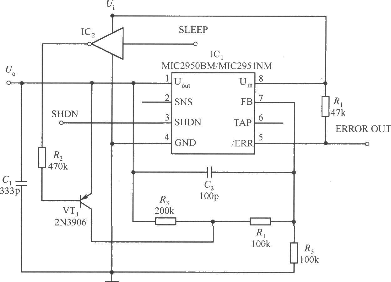 MIC2951构成的具有休眠功能的稳压电源