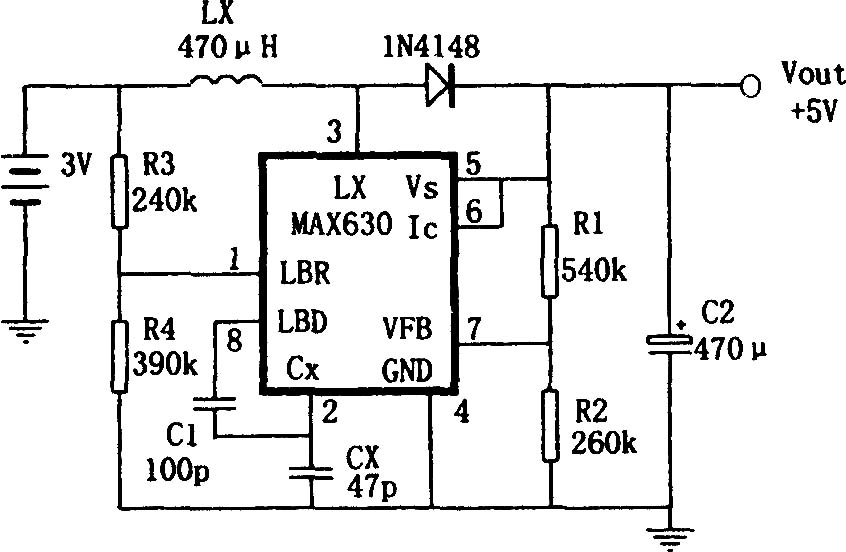 MAX630构成的具有频率自动偏移特点的升压变换电