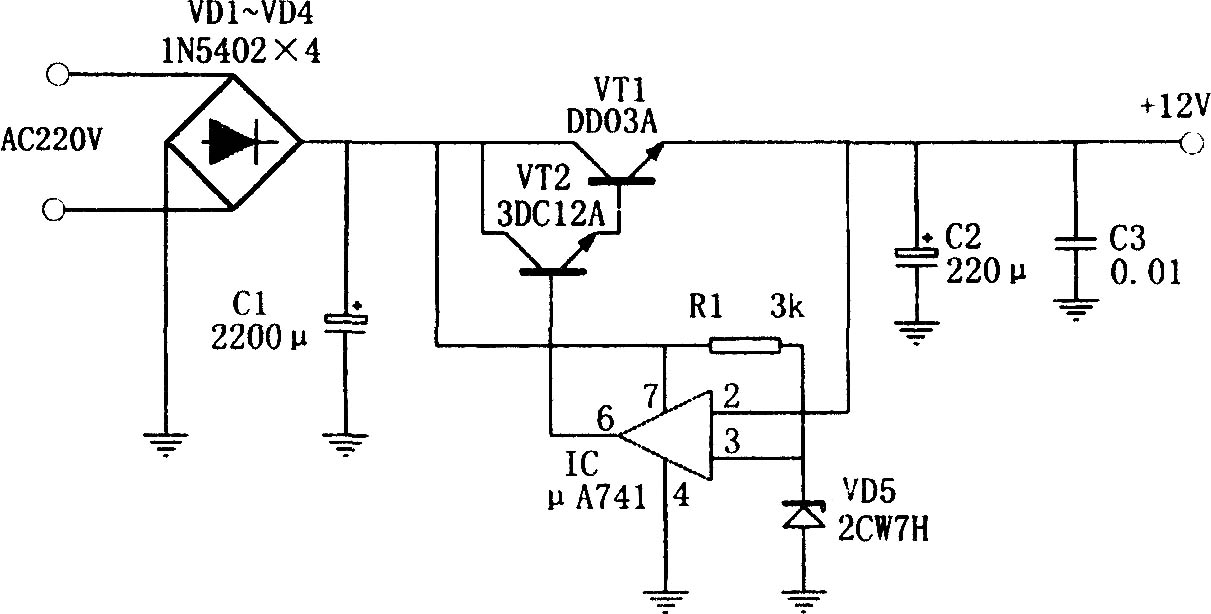 采用运算放大器μA741做成的开关电源