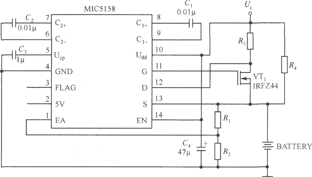 MIC5158构成的电池充电电路