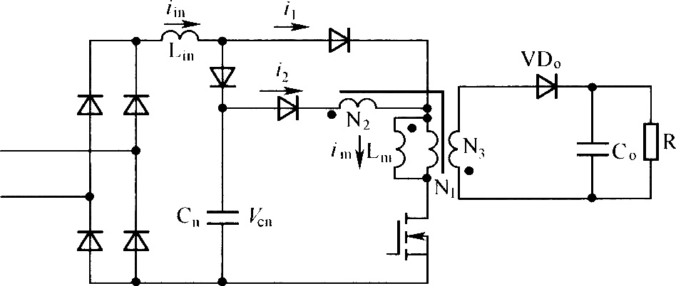 反激式单级并联PFC变换器电路