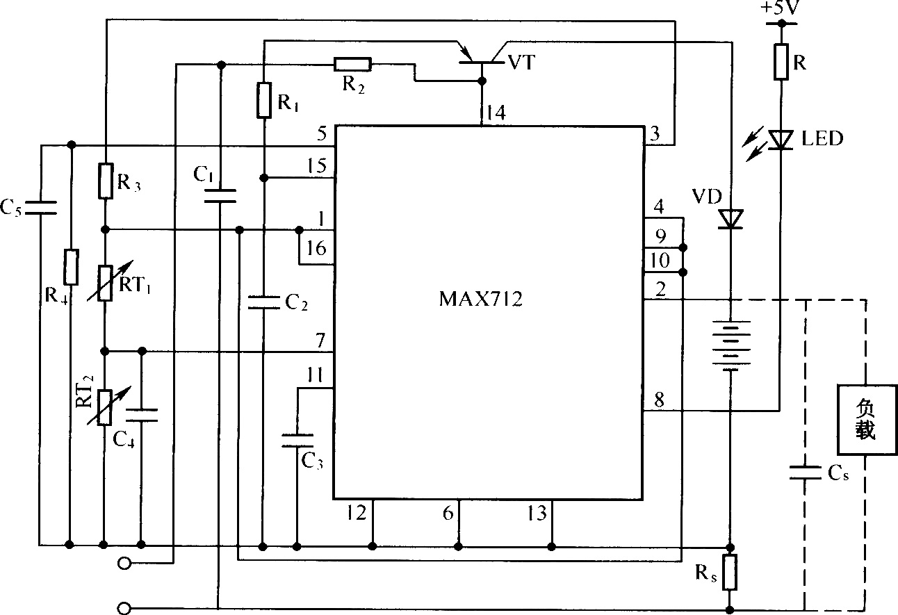 由MAX712构成的镍镉/镍氢电池快速充电器