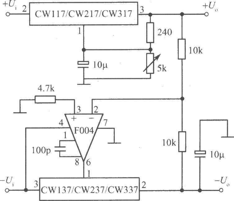 CW117／CW217／CW317构成正、负输出电压跟踪的集成