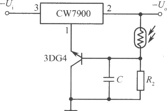 CW7900构成的光控稳压电源电路(光照时输出电压上
