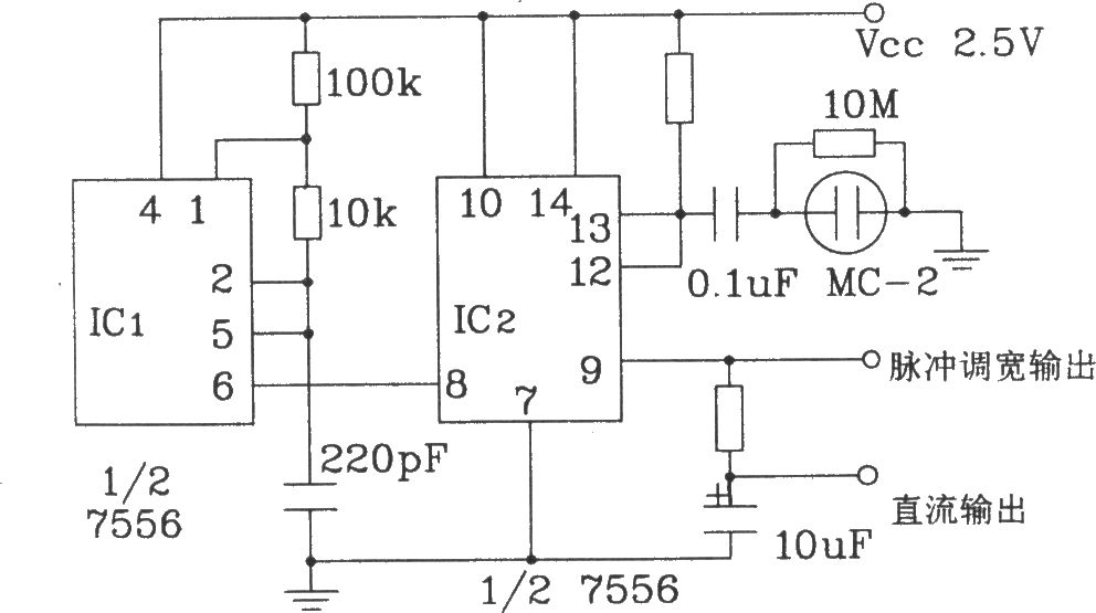 MC-2电容式湿敏元件应用电路