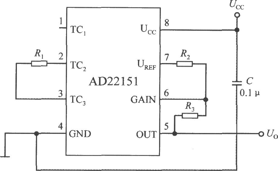 由线性输出的集成磁场传感器AD22151构成的双极性模式下的温度补