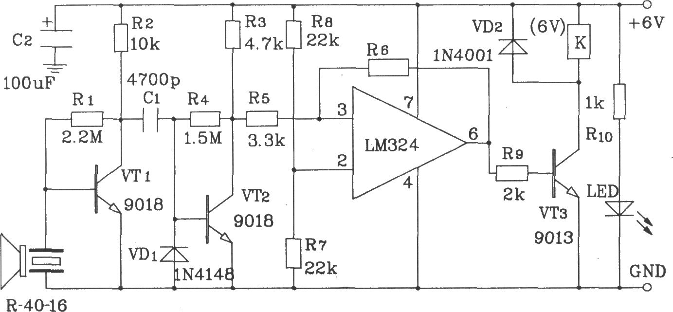 T/R-40系列通用型超声波发射/接收传感器电路图