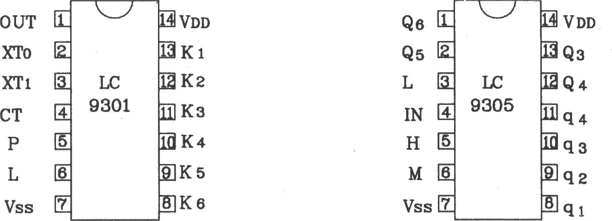 LC9301/9305红外遥控发射、接收集成应用电路图