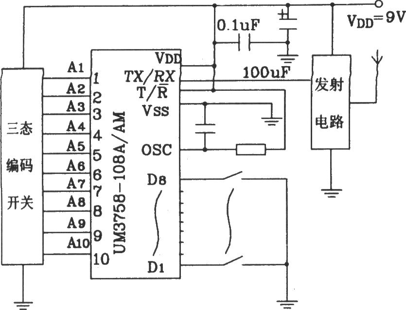 UM3758-108A/AM新型单片编码、解码电路图