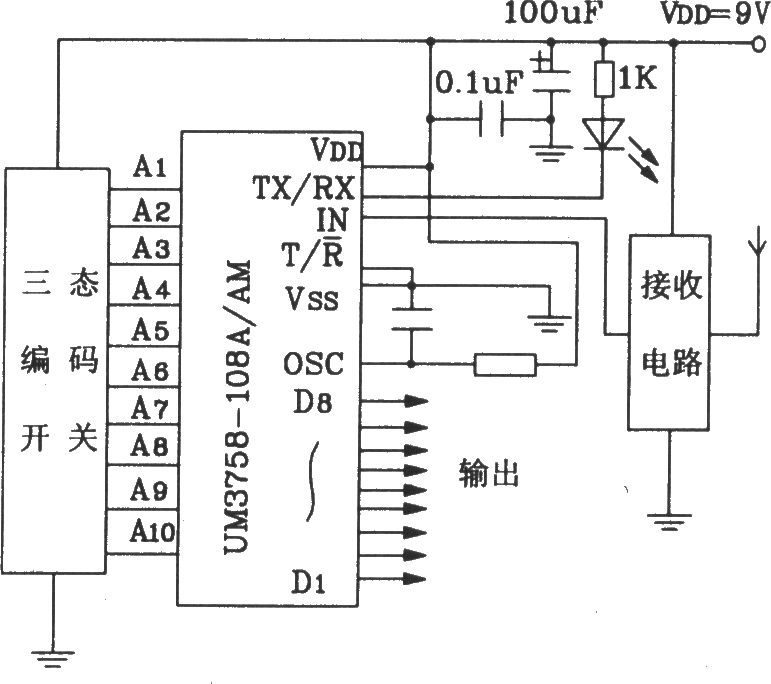 UM3758-108A/AM新型单片编码、解码电路图