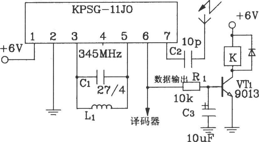 由KPSG-110F0/KPSG-11J0构成单路无线电发射电路图
