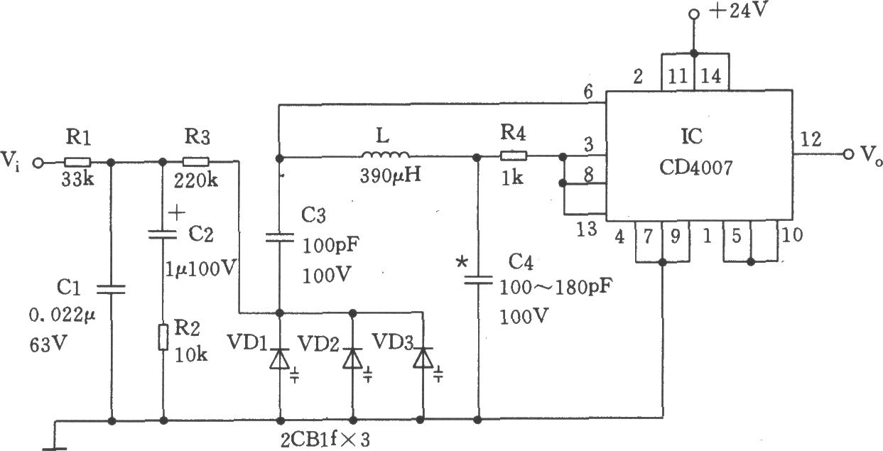 由CD4007构成的压控振荡器