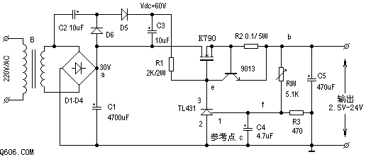 用TL431制作的可调压电源电路图