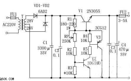 3～25V电压可调稳压电路图