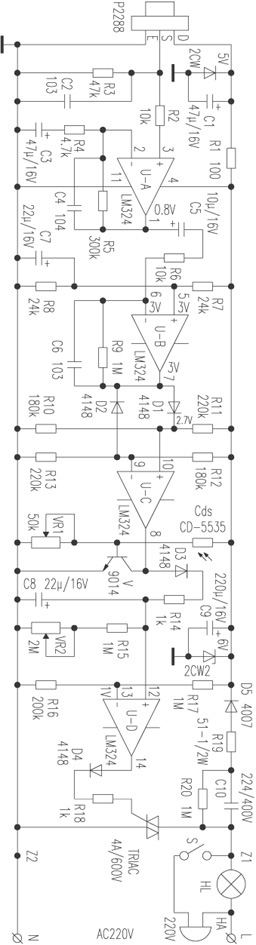 用LM324放大制作的人体热释电红外报警开关