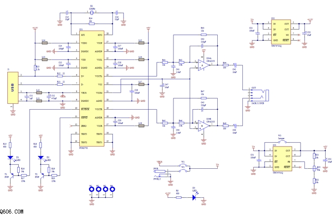 PCM2702制作的USB声卡电路图