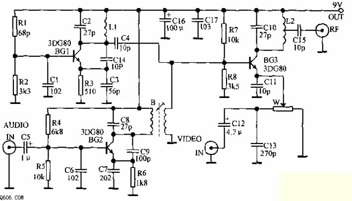 录像机射频变换器电路图