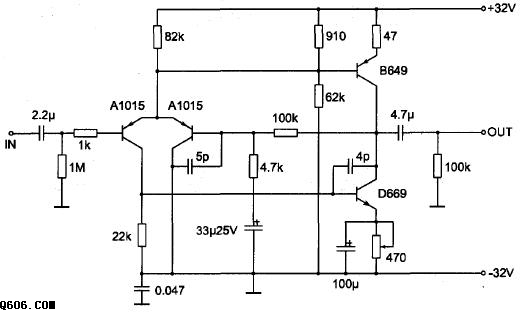对管B649/B669分立元件功放电路