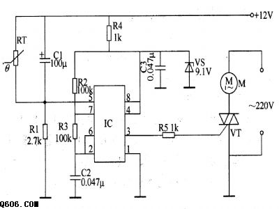 温控式电风扇调速器电路图