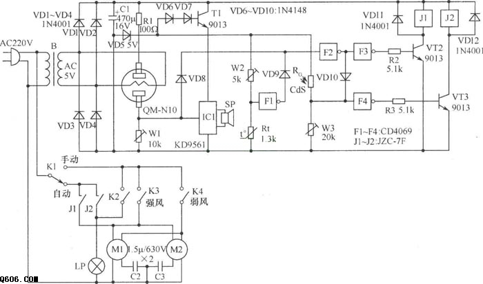 抽油烟机自动控制电路图