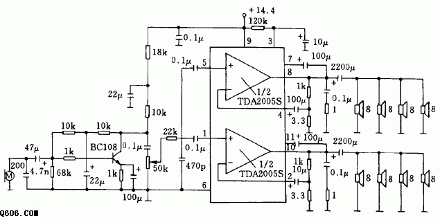 20W公共汽车收音机和扩音机电路