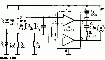 KD-28做光控玩具车正反转电路