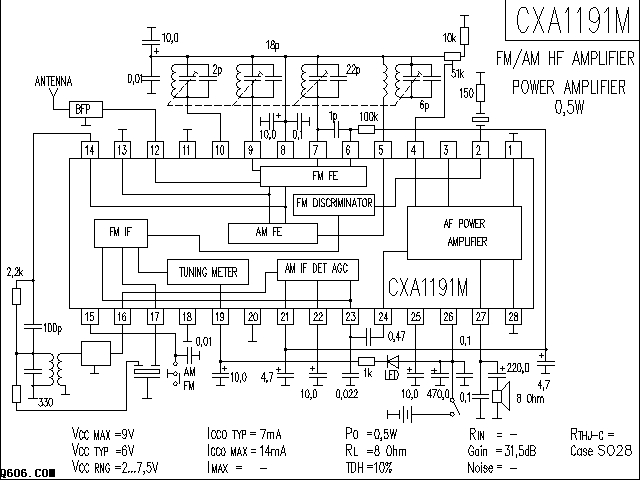 CXA1191M收音电路