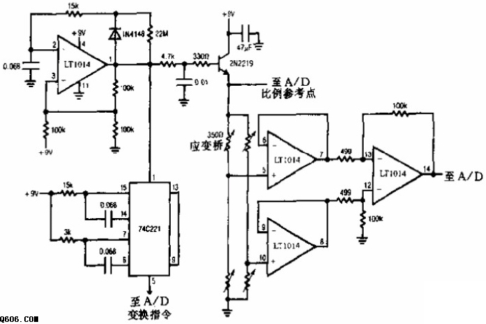 9V电池应变计信号调节电路图