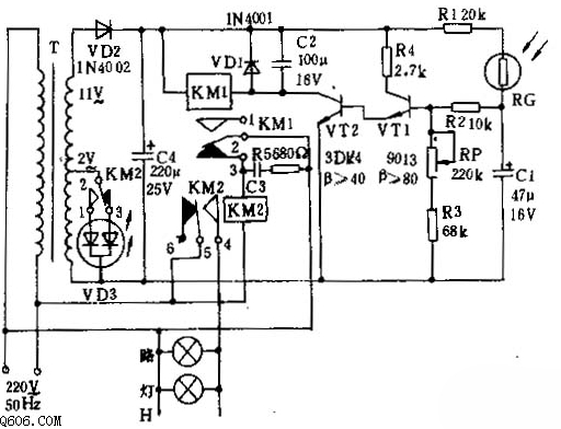 光控路灯自动控制器电路图