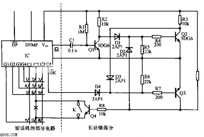 简易长途电话锁电路图