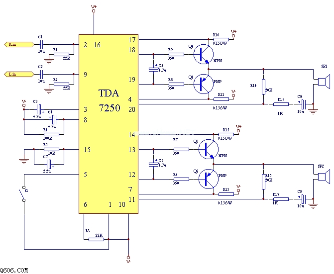 100W TDA7250功放电路图