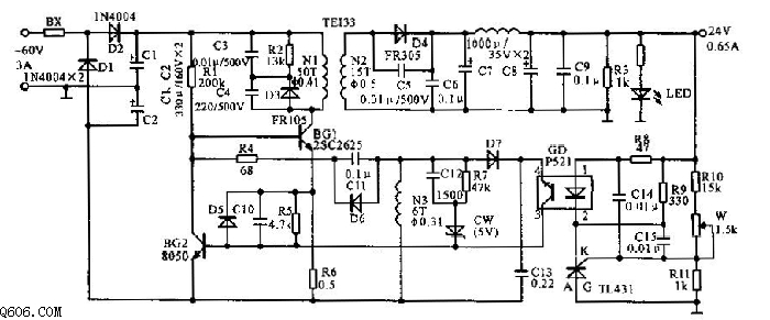 60V有线电视CATV开关电源电路图