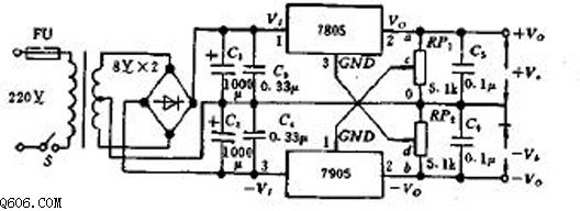 正负压连续可调、对称输出的稳压电源