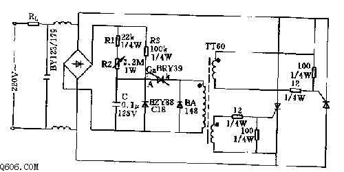 采用单向晶闸管的交流调压电路图