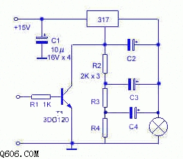 妙用LM317的闪烁灯电路图
