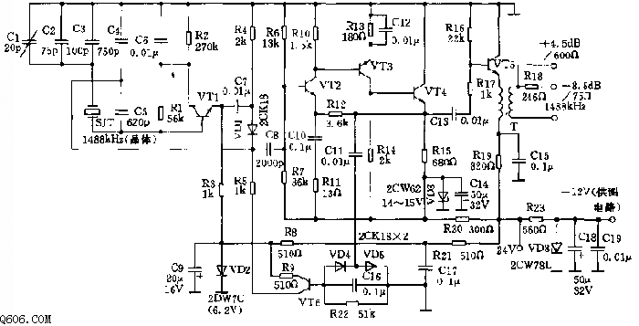 488kHz信号发生器与分频器电路图