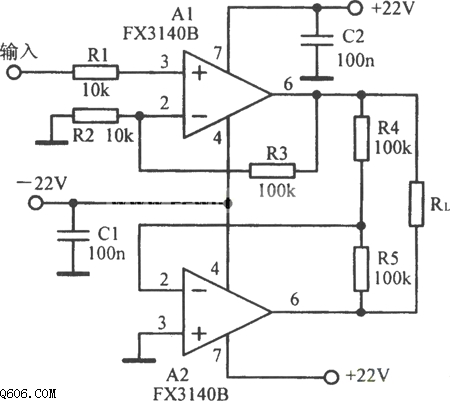 输出80Vp-p悬浮负载放大电路图