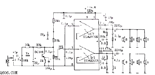 200W公共汽车收音机和扩音机电路图