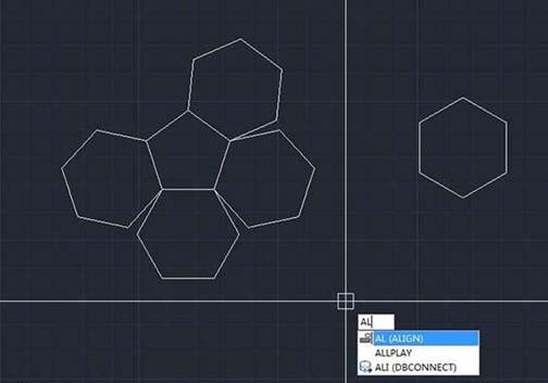 中望CAD怎么对齐多个六边形
