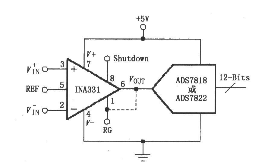 由INA331／332构成的直接驱动电容性输入的A／D变换器