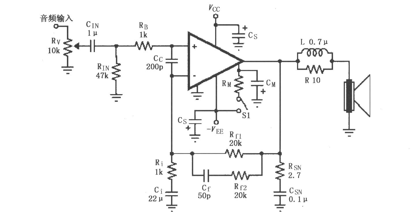 LM4780的辅助音频功率放大电路