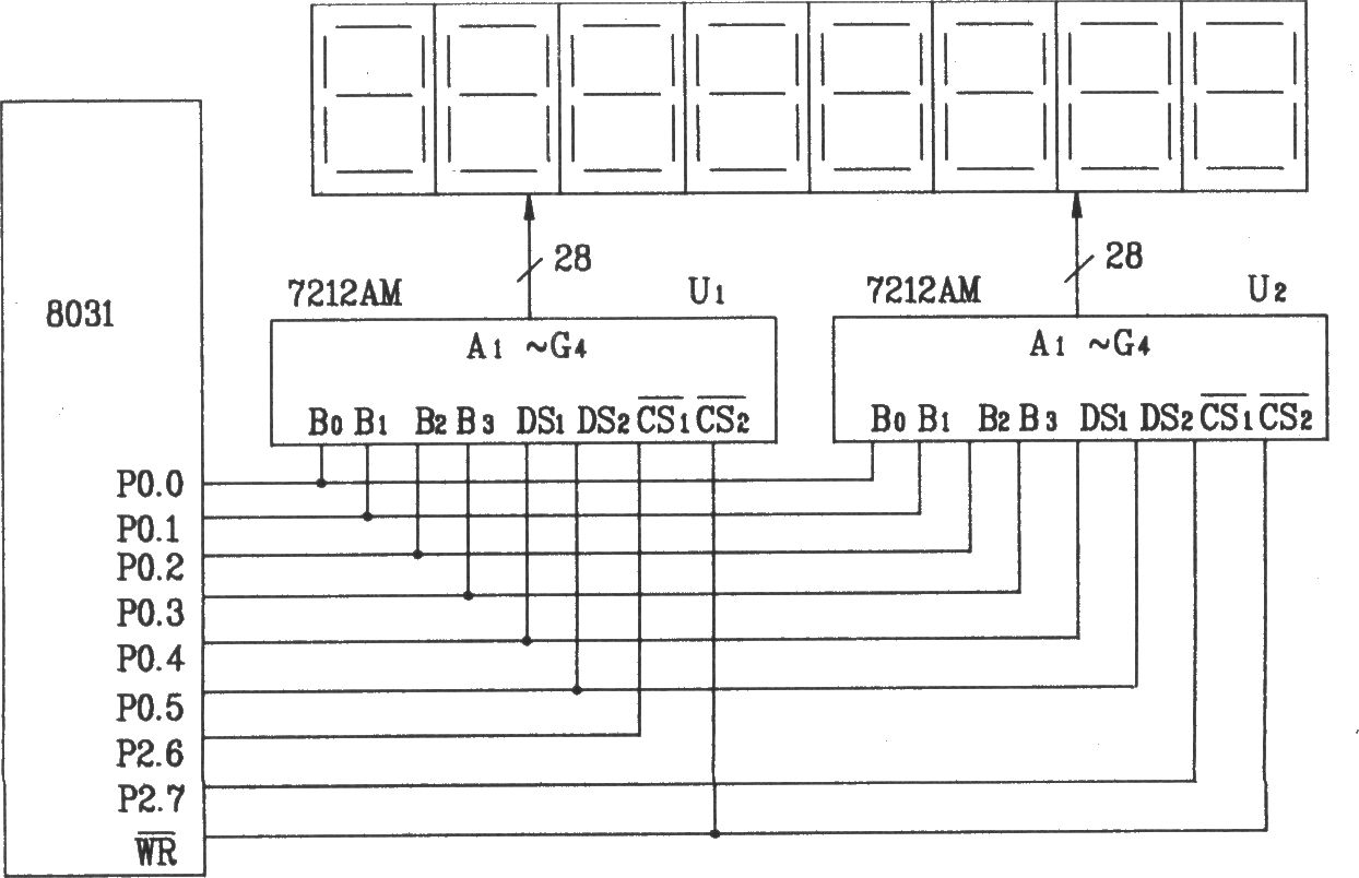 ICM7212AM 4位并行显示/译码/驱动器(硬件译码)构成