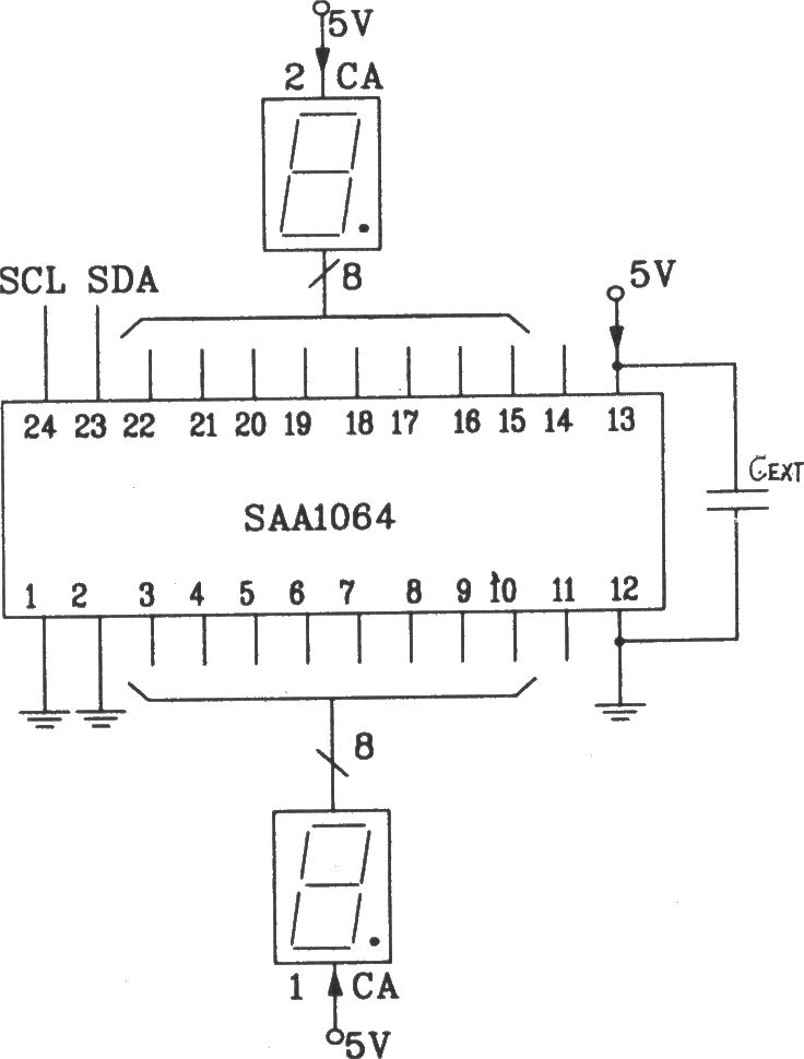 SAA1064串行I2C总线LED显示驱动集成电路静态驱动接
