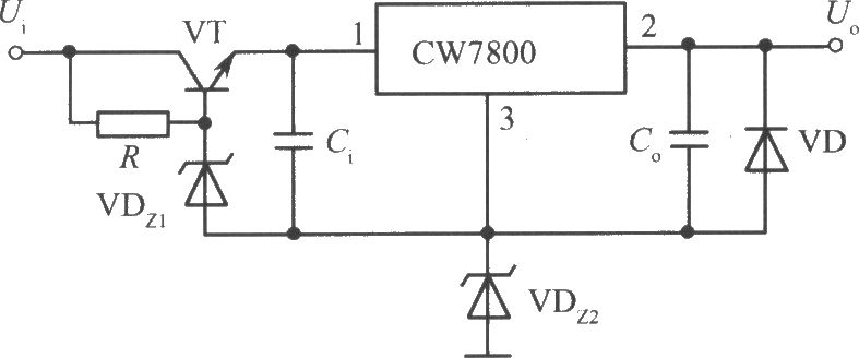 CW7800构成的高输入-高输出集成稳压电源电路之一