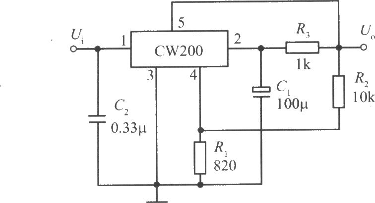CW200构成的慢启动集成稳压电源