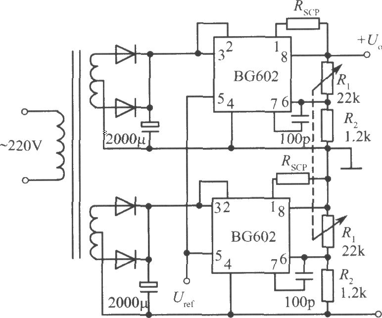 BG602构成的正、负输出电压集成稳压电